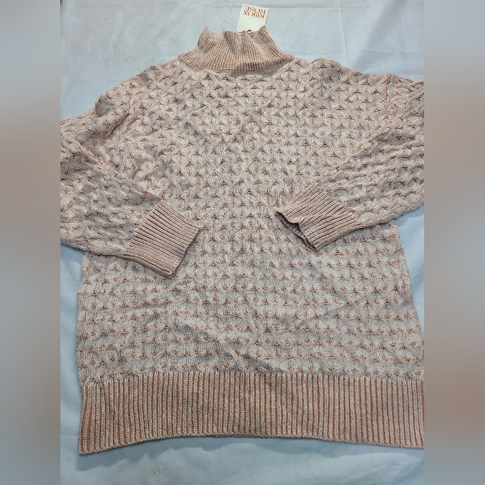 Women's Mock Turtleneck Sweater Knox Rose White Sand Size Medium